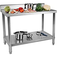Los mejores  - Royal Catering RCAT-100-60-S Mesa de Trabajo Acero Inoxidable (100 x 60 x 96 cm- Dos superficies- Pies regulables- Anti…